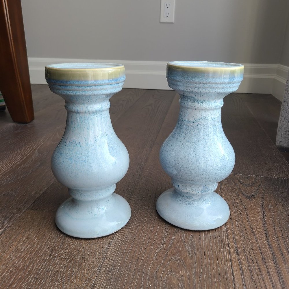 Ceramic light blue candle holders